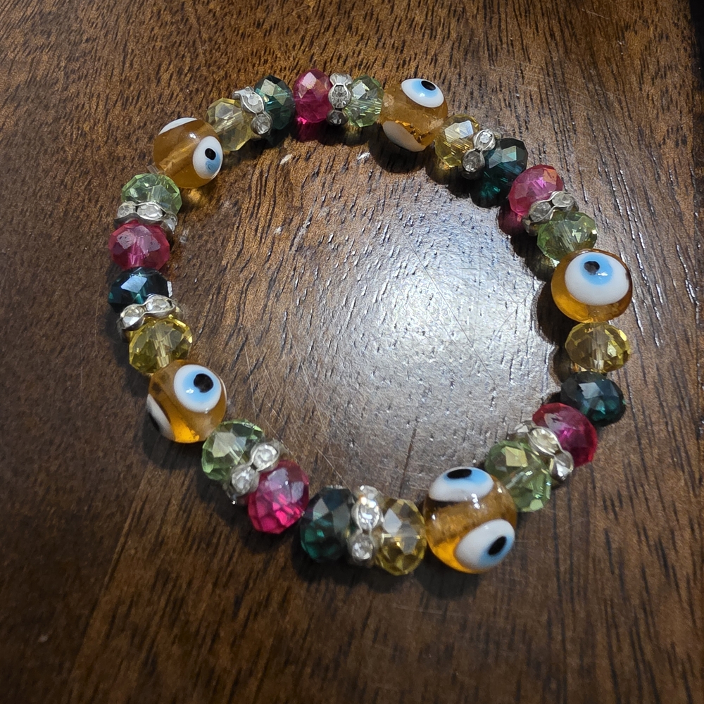 Multicolor Beaded Evil Eye Bracelet